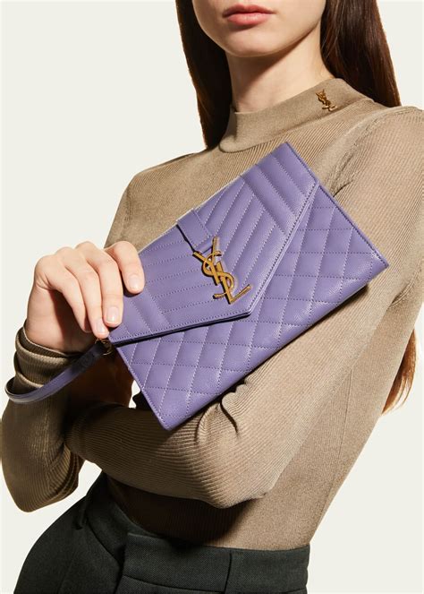 saint laurent envelope flap ysl clutch bag in grained leather|YSL envelope flap bag.